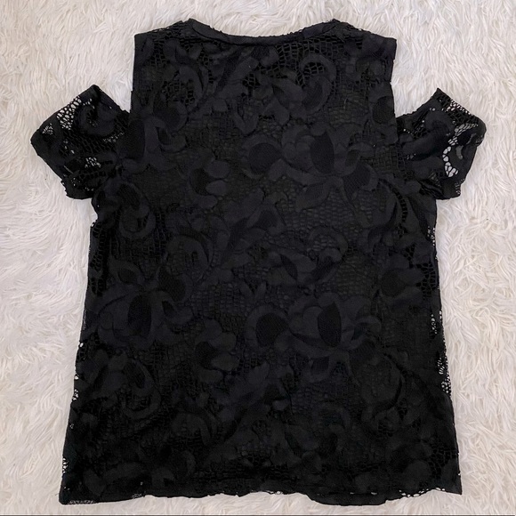 Black Lace Cold Shoulder Top - Picture 4 of 4